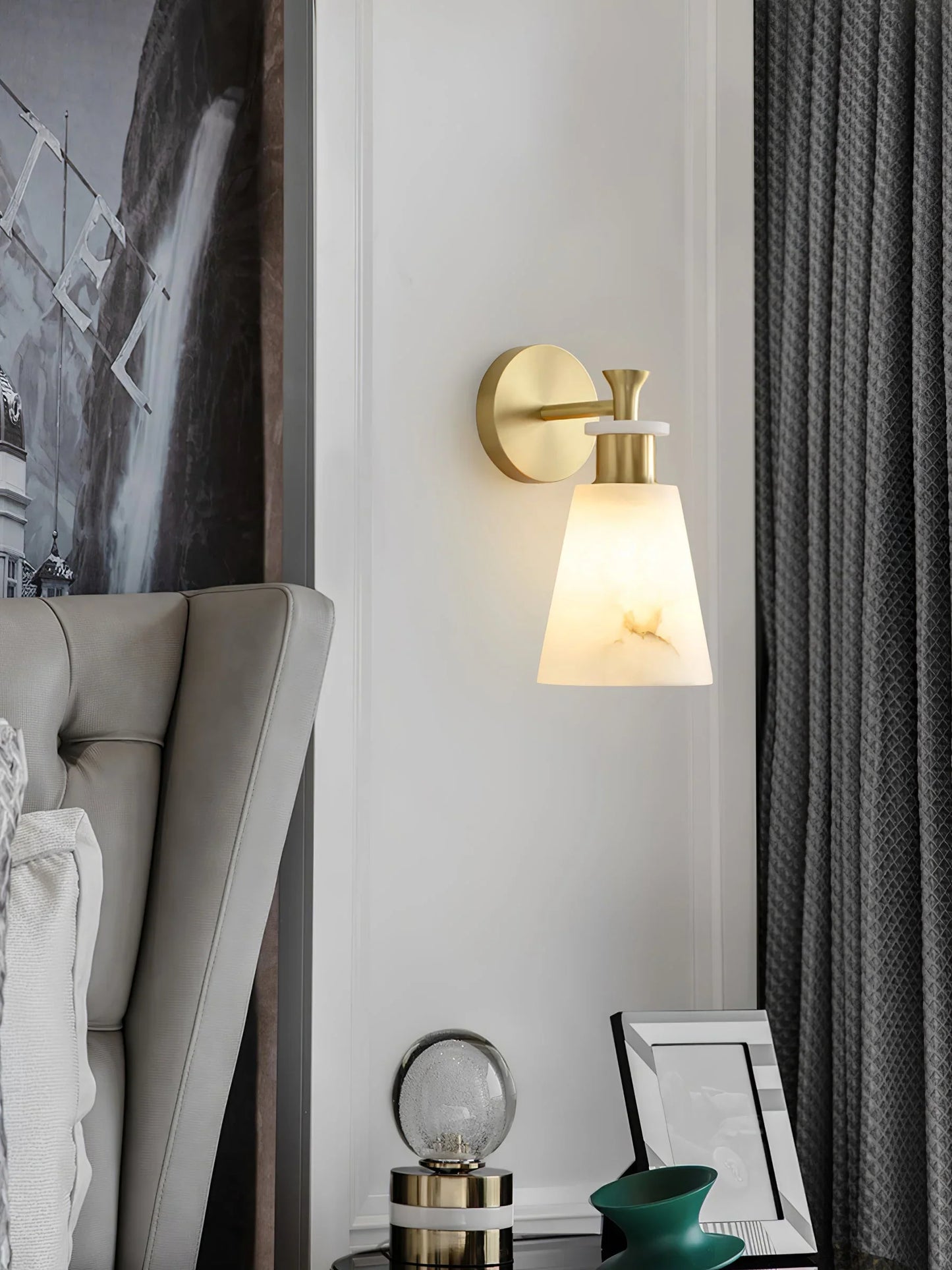 Conical Tapered Alabaster Wall Sconce