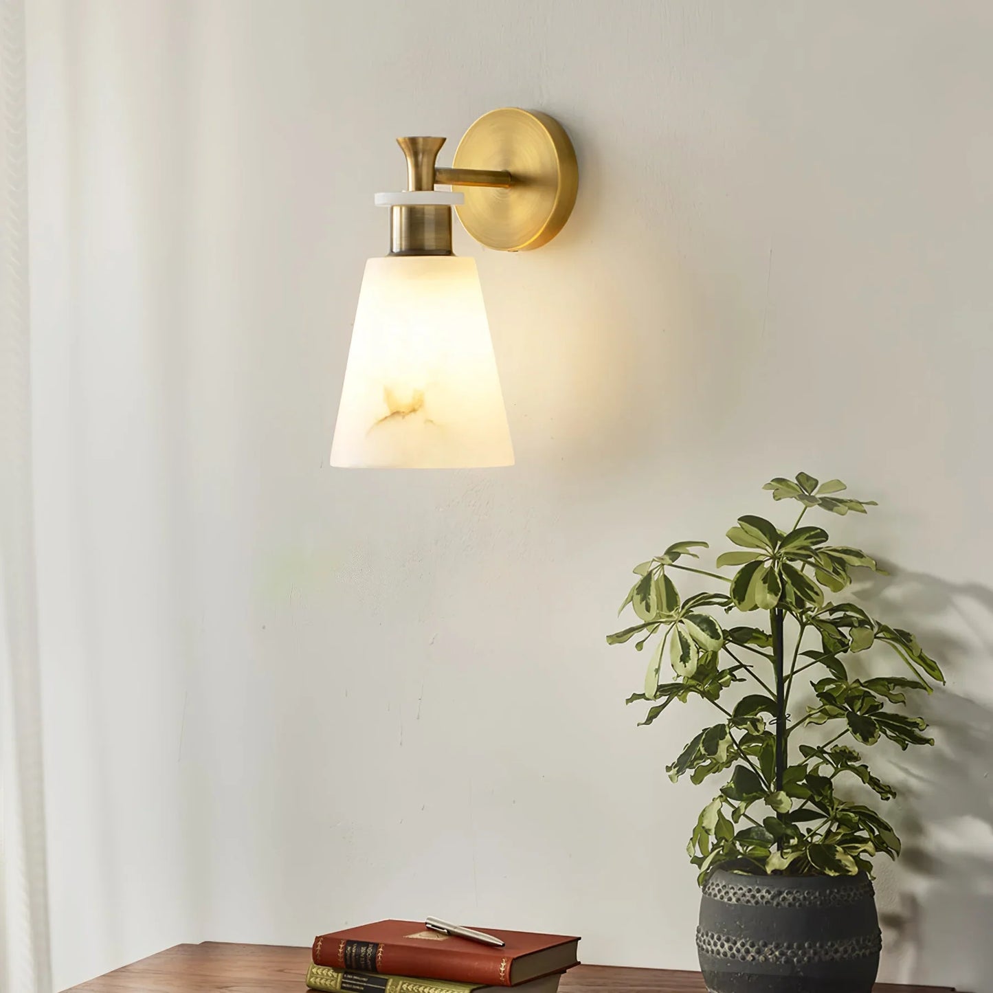 Conical Tapered Alabaster Wall Sconce