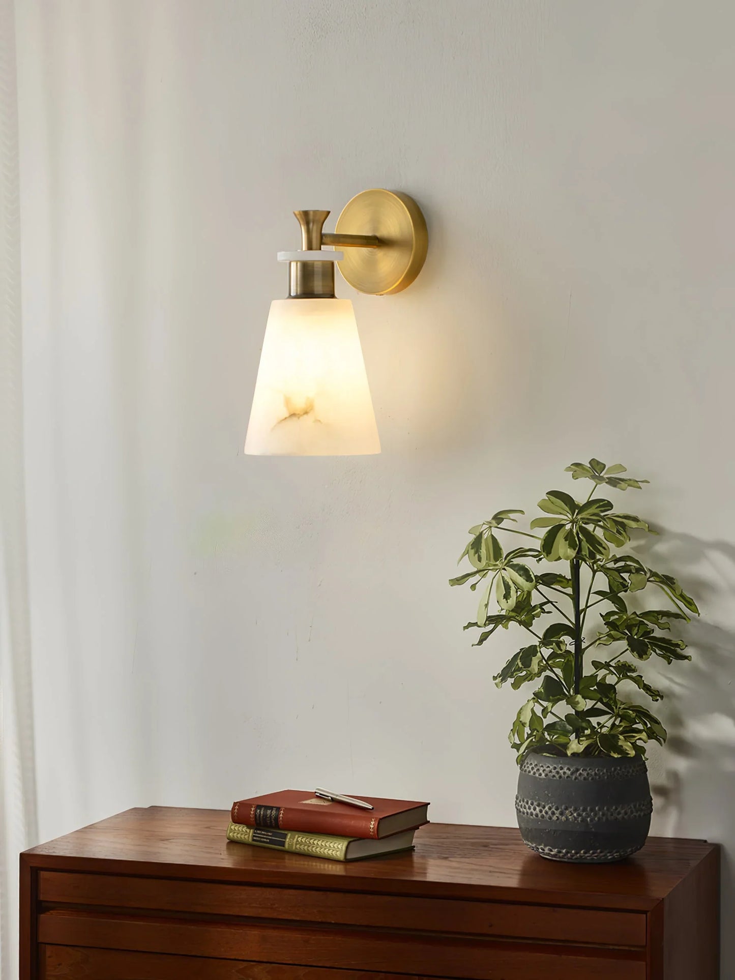 Conical Tapered Alabaster Wall Sconce