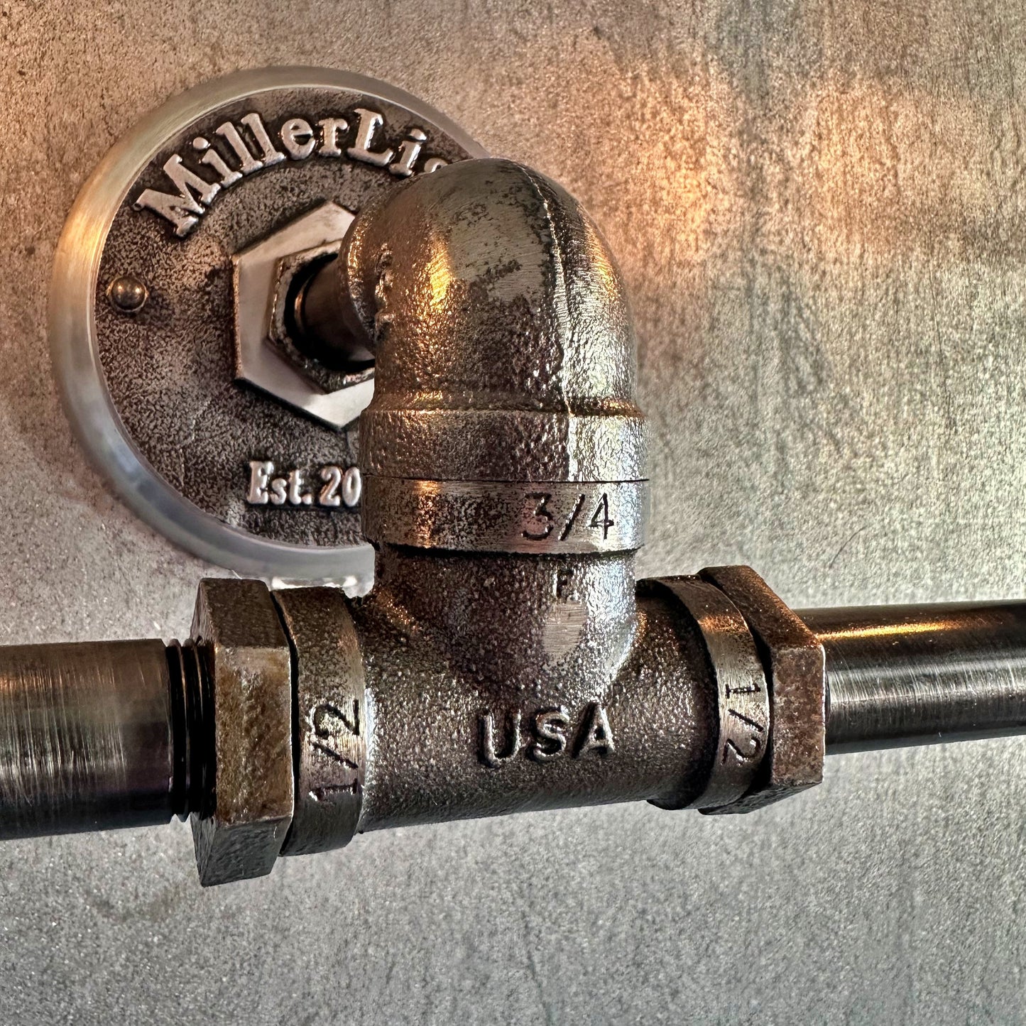 Black Pipe Light - Double Cage Industrial Wall Sconce - The Ironforge