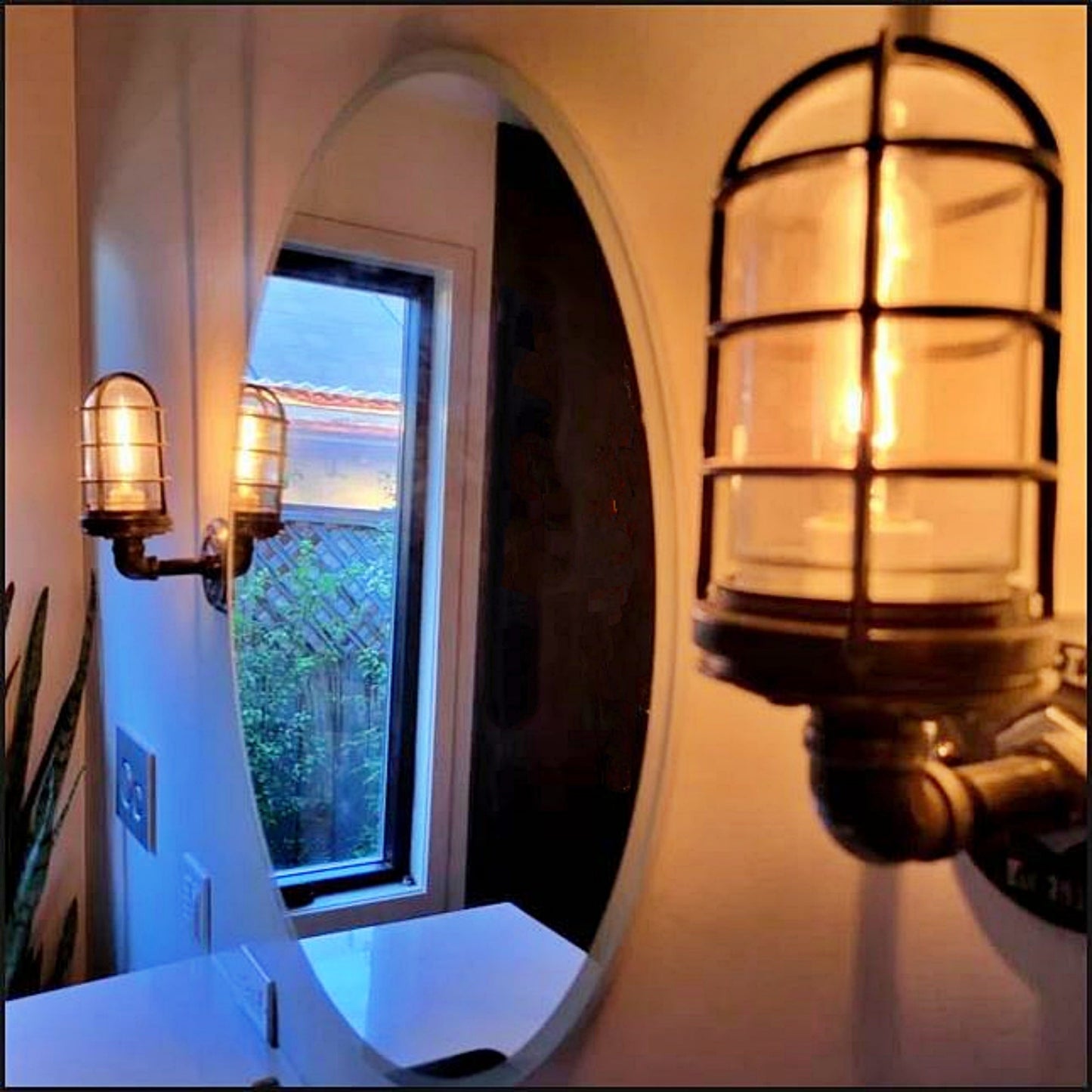 Upward Retro Wall Sconce - Industrial Cage Light - The Harold